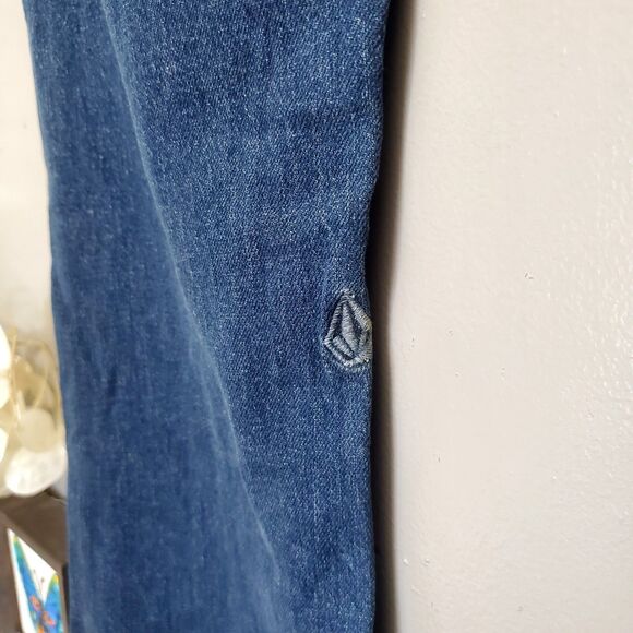 Volcom Vorta Slim Straight Jeans Mens Size 34 Medium Wash Stretch Denim Skater - Picture 8 of 12
